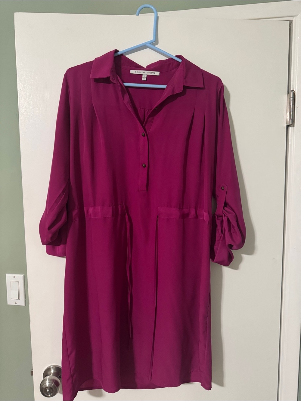Collective Concepts Magenta Button-Front Dress